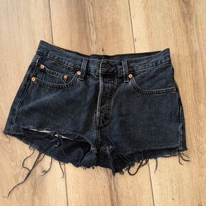 Levi's Black Frayed Denim Shorts